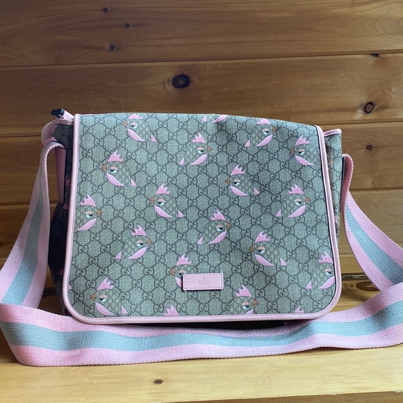 Gucci, Bags, Gucci Gg Zoo Birds Print Diaper Bag Pink